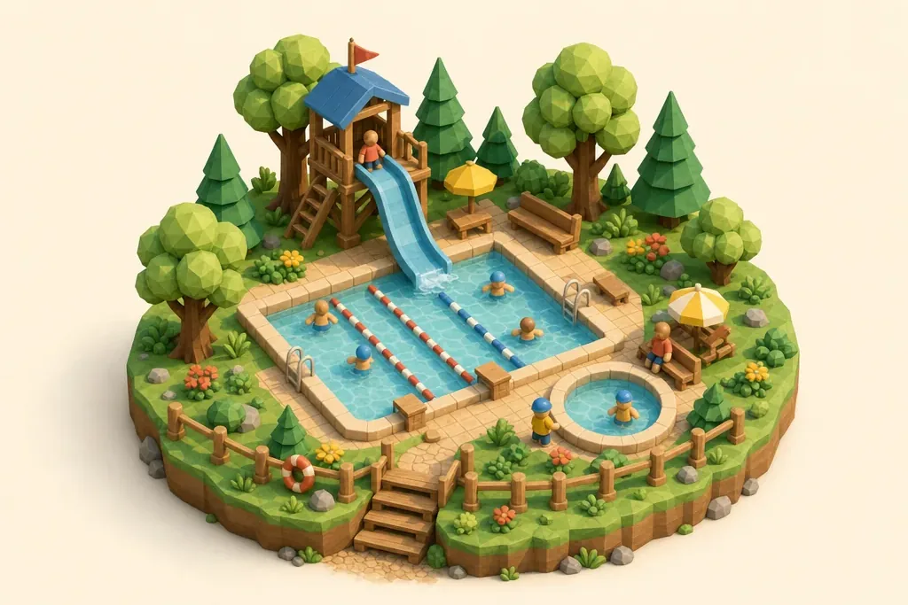 Family Swimming - kidzdays illustration