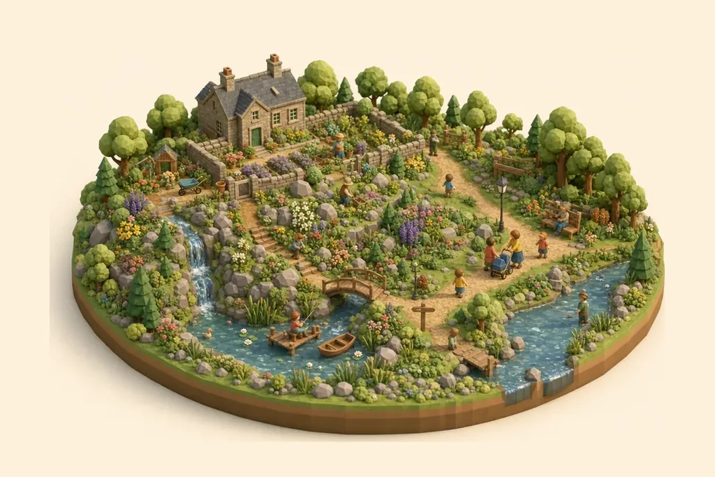 Illustration of Fletcher Moss Park and Botanical Gardens