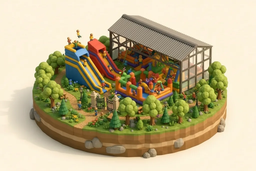 Inflata Nation Inflatable Theme Park Manchester - kidzdays illustration