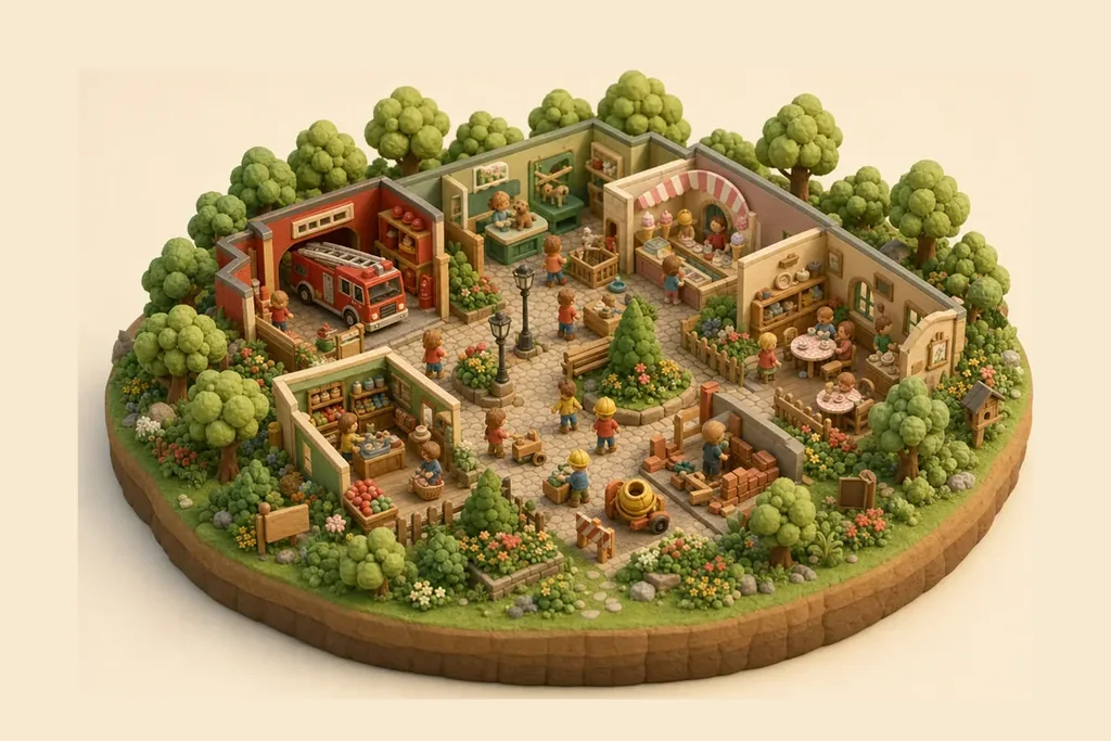 Illustration of The Little Cobbled Village