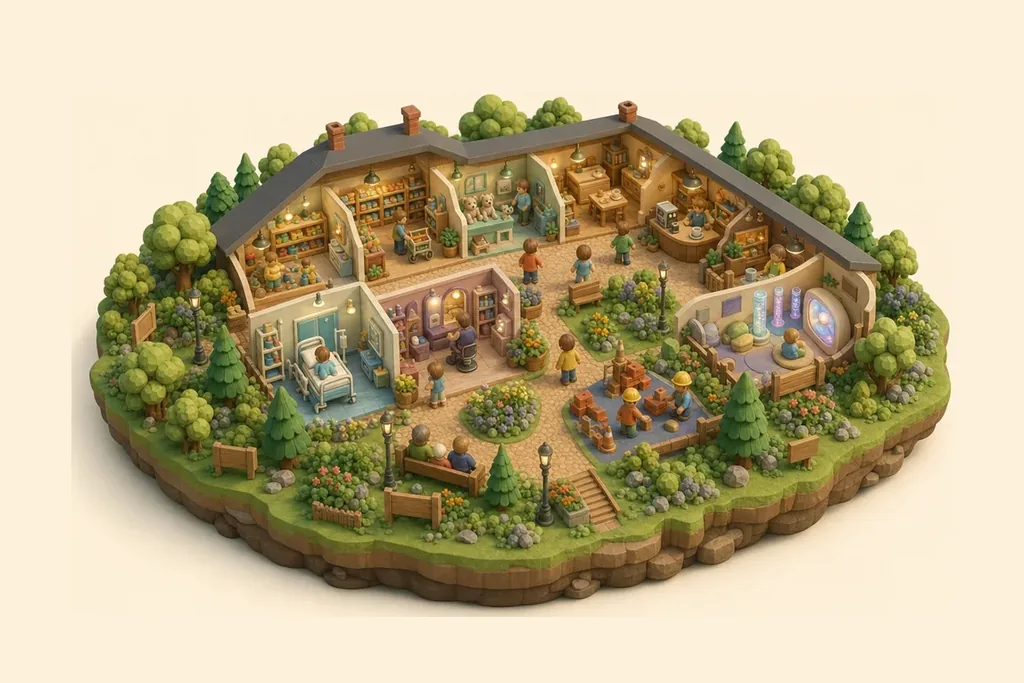 Mini and Me Role Play Village - kidzdays illustration
